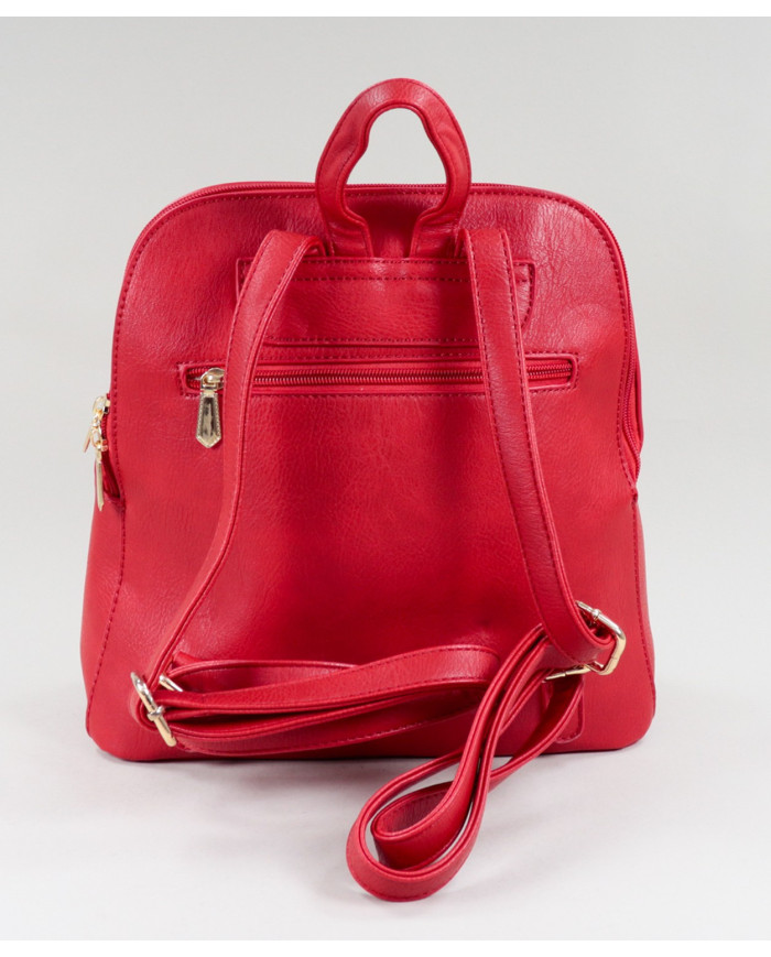 Mochila Vermelha de Senhora com Bolso Frontal