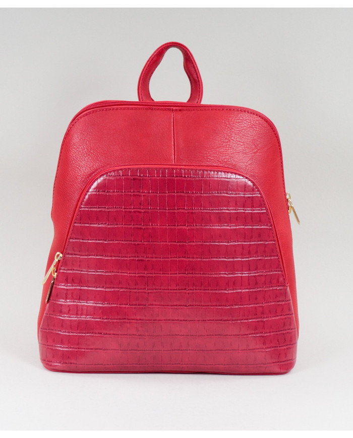 Mochila Vermelha de Senhora com Bolso Frontal