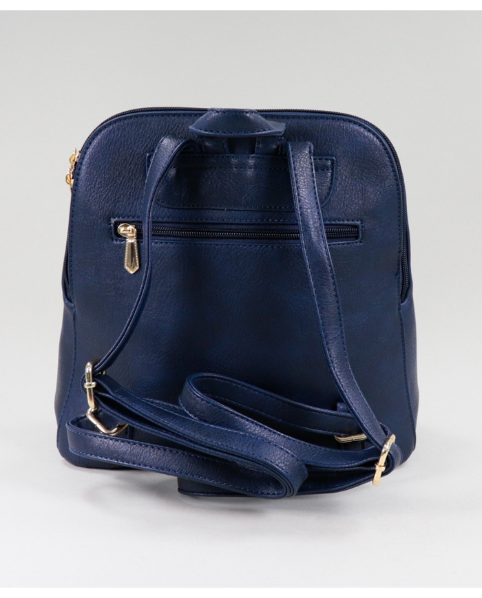 Mochila Azul de Senhora com Bolso Frontal