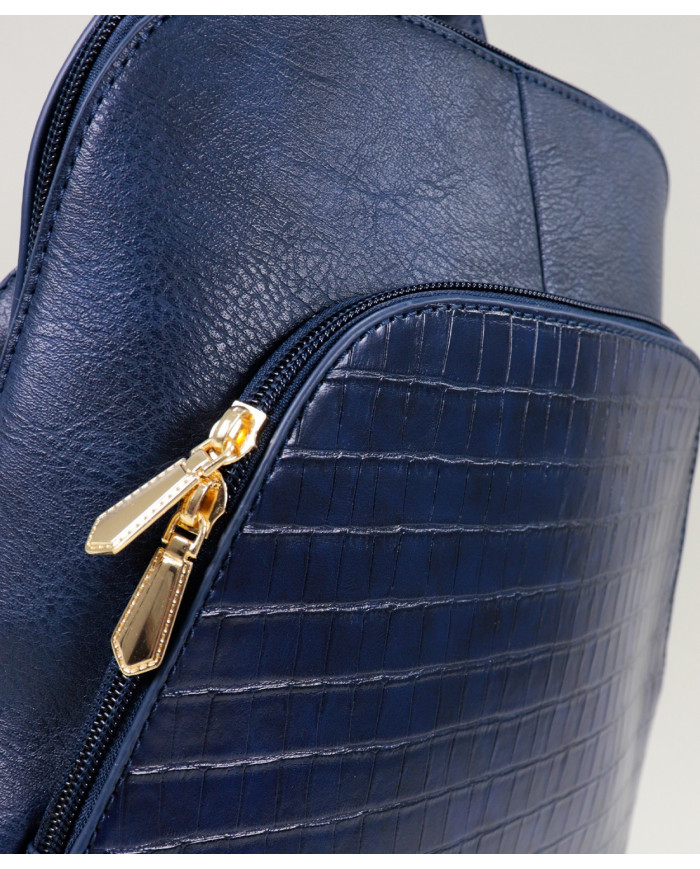 Mochila Azul de Senhora com Bolso Frontal