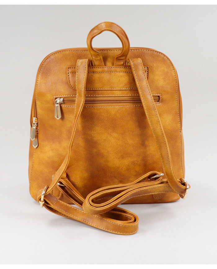 Mochila de mostaza para mujeres con bolsillo frontal