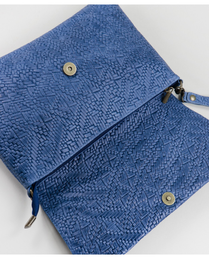 Clutch Feminina Azul em Pele