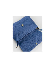 Clutch Feminina Azul em Pele