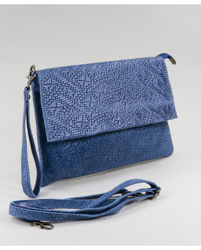 Clutch Feminina Azul em Pele