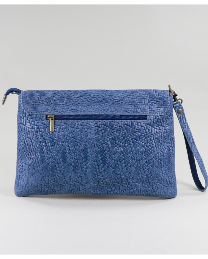 Clutch Feminina Azul em Pele