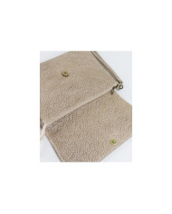 Clutch Feminina Taupe em Pele