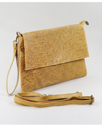 Clutch Feminina Mostarda em Pele