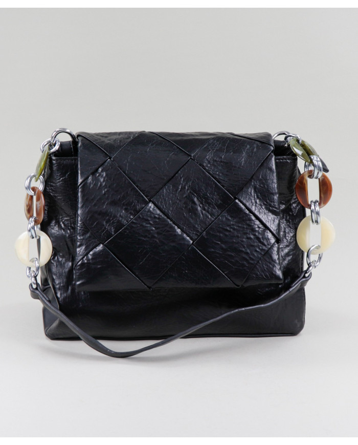 Lady's Black Mala With Decorated Handle