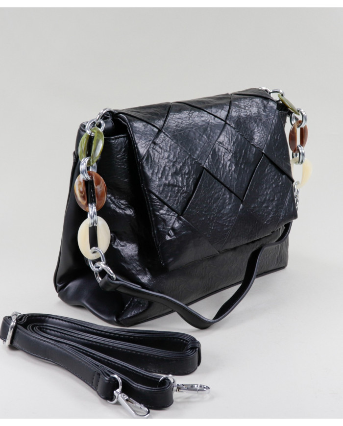 Lady's Black Mala With Decorated Handle