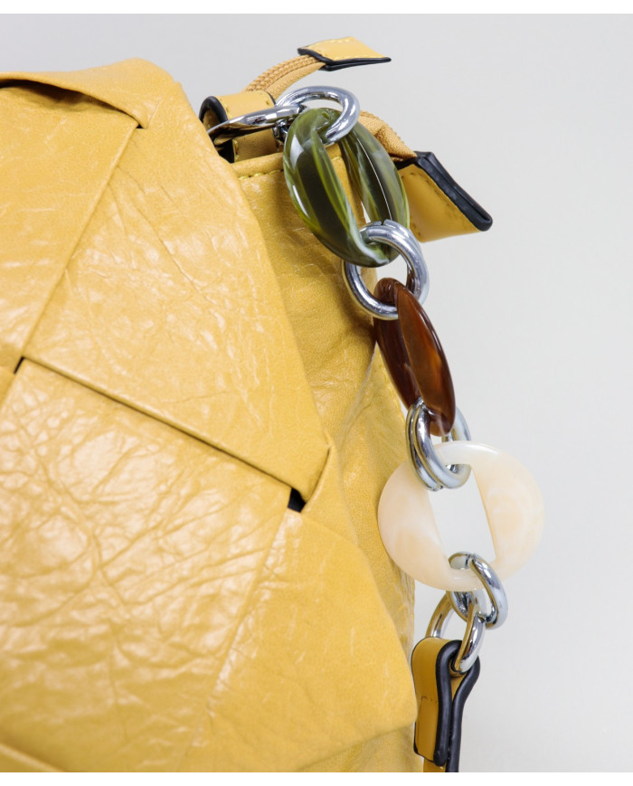Yellow Lady Bag With Decorated Handle