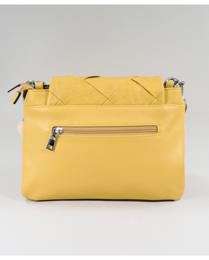 Yellow Lady Bag With Decorated Handle
