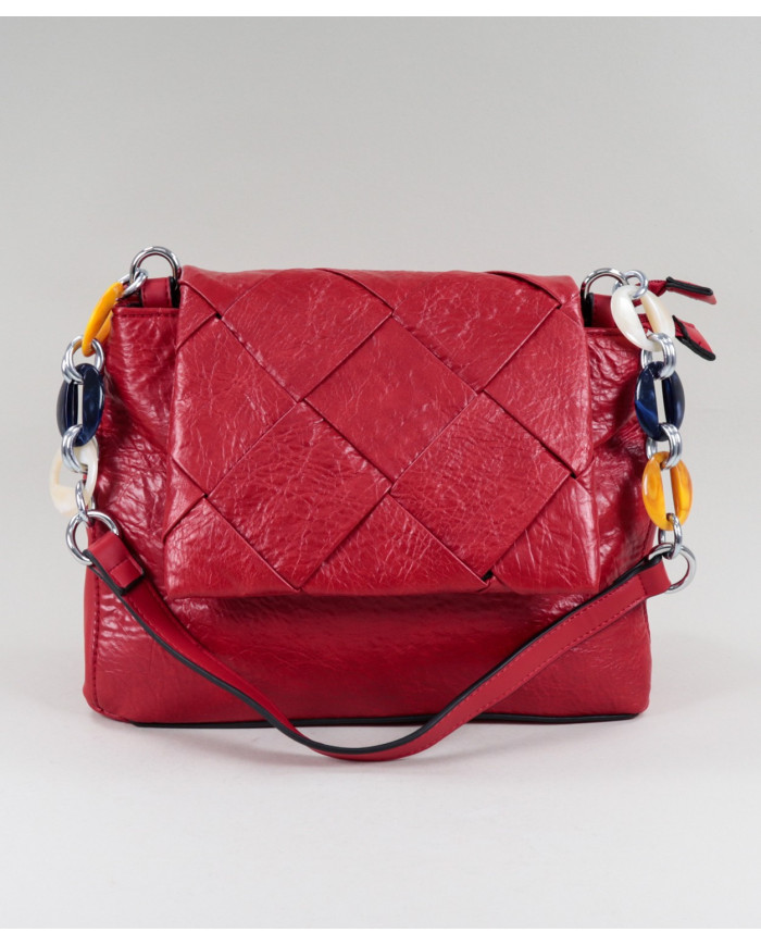 Mala Vermelha de Senhora Com Alça Decorada