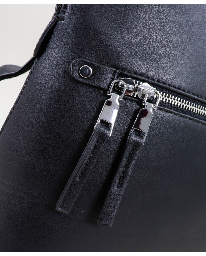 Ladies Black Backpack with Zipper