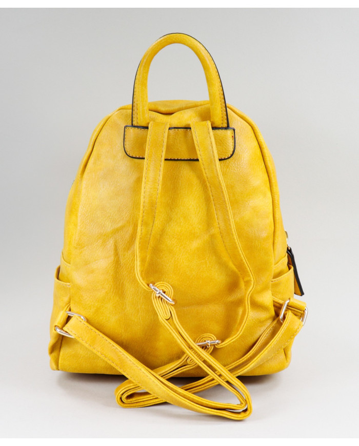 Mochila Mostarda de Senhora com Fechos