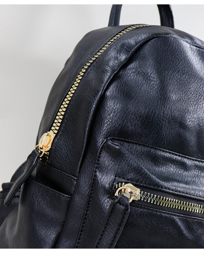 Damas Black Backpack con cierres