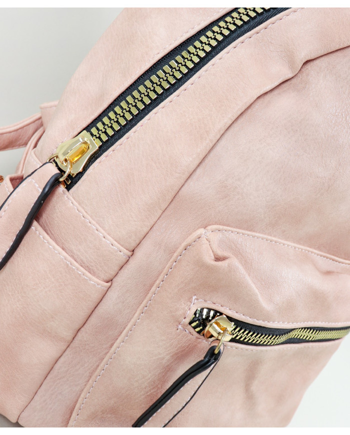 Damas Mochila rosa con cierres