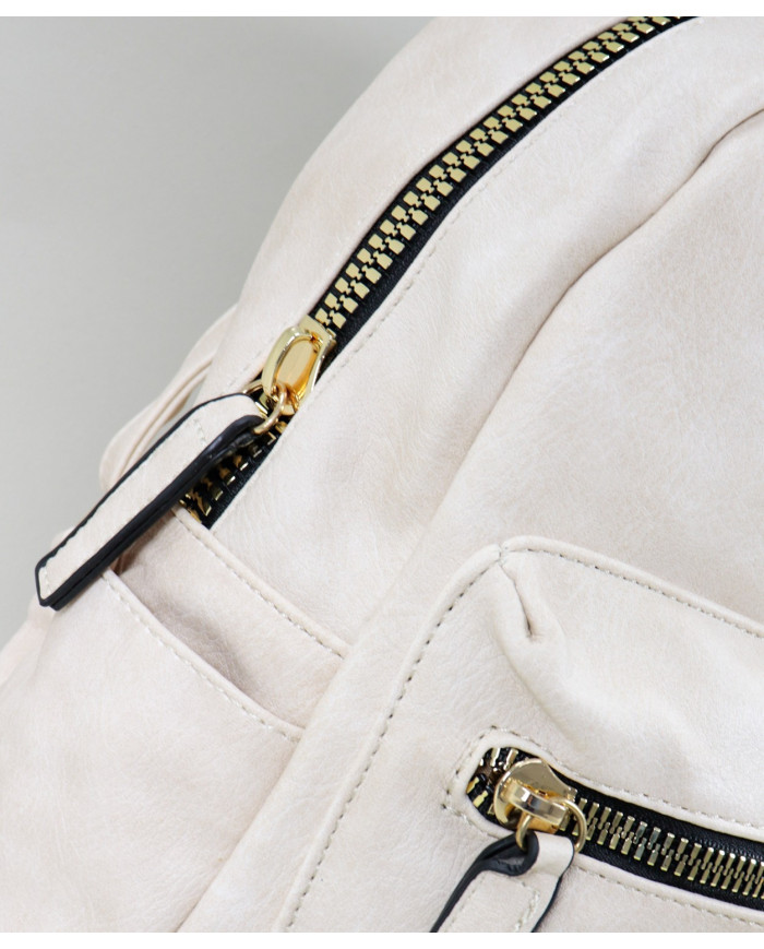 Mochila Bege de Senhora com Fechos