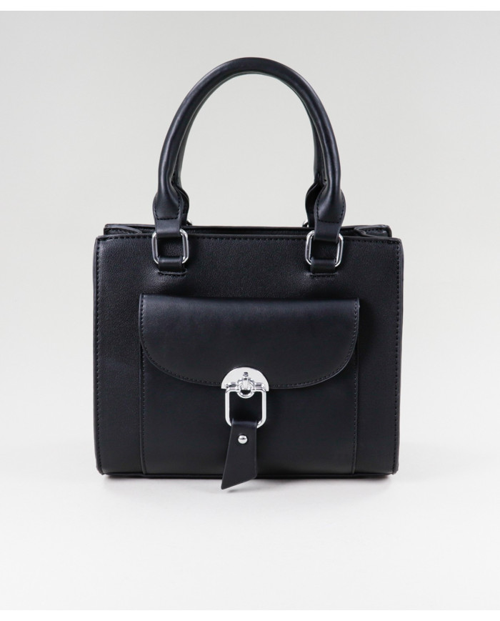 Mala Preta de Senhora com Aplicação Prata